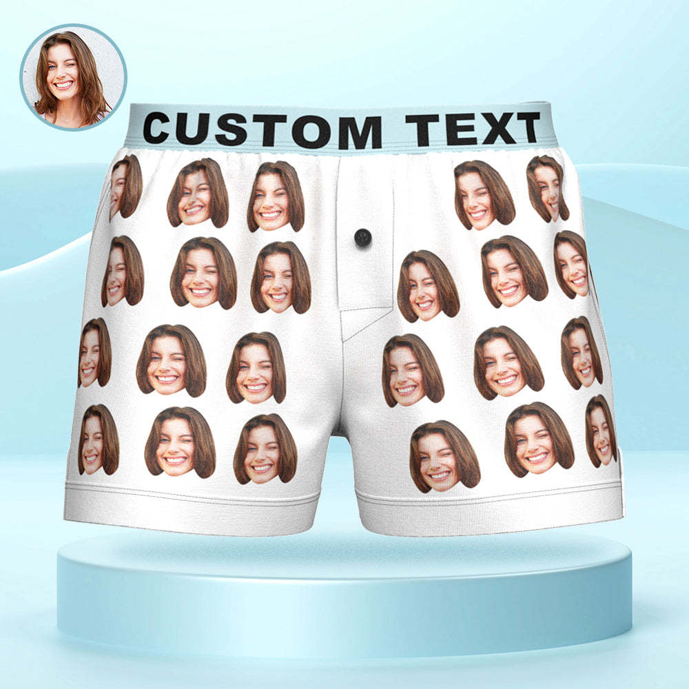 Custom Face Boxer Shorts with Personalized Text on the Waistband Personalized Casual Underwear for Him - SantaSocks