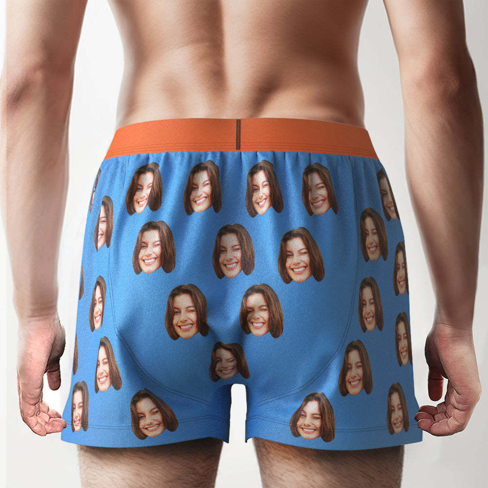 Custom Face Boxer Shorts with Personalized Text on the Waistband Personalized Casual Underwear for Him - SantaSocks