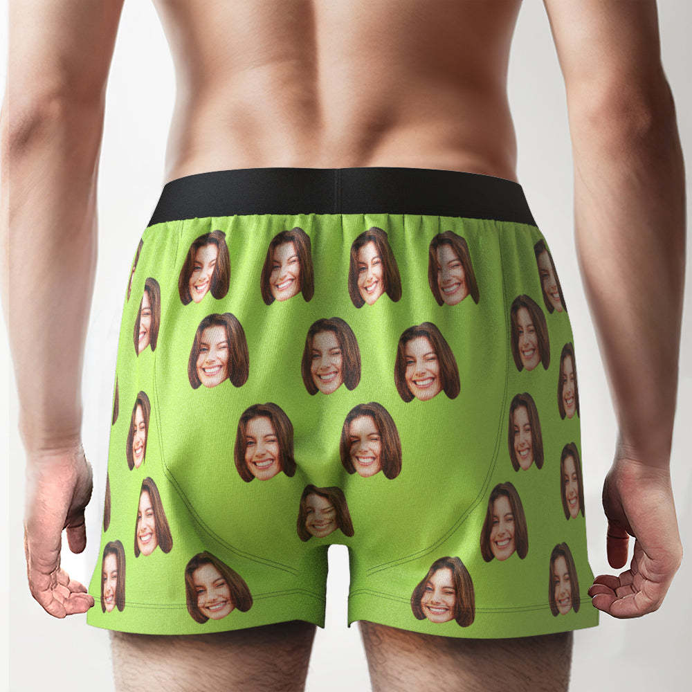 Custom Face Boxer Shorts with Personalized Text on the Waistband Personalized Casual Underwear for Him - SantaSocks