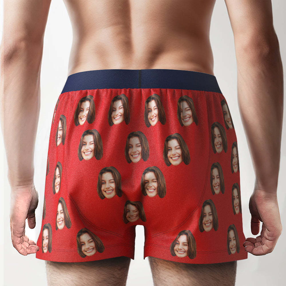 Custom Face Boxer Shorts with Personalized Text on the Waistband Personalized Casual Underwear for Him - SantaSocks