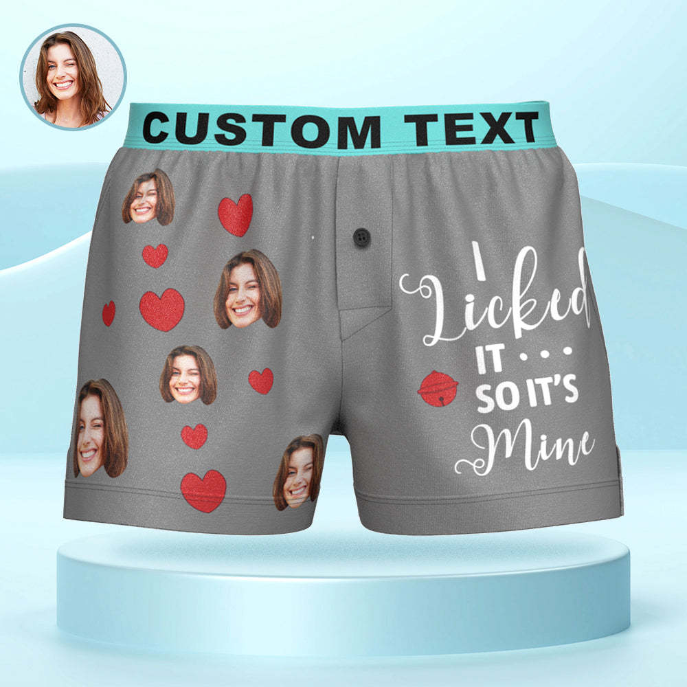 Custom Face Boxer Shorts I LICKED IT Personalized Waistband Casual Underwear for Him - SantaSocks