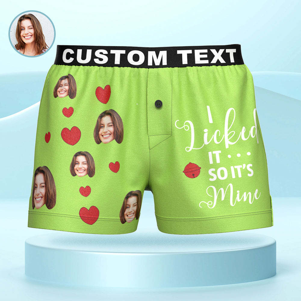 Custom Face Boxer Shorts I LICKED IT Personalized Waistband Casual Underwear for Him - SantaSocks