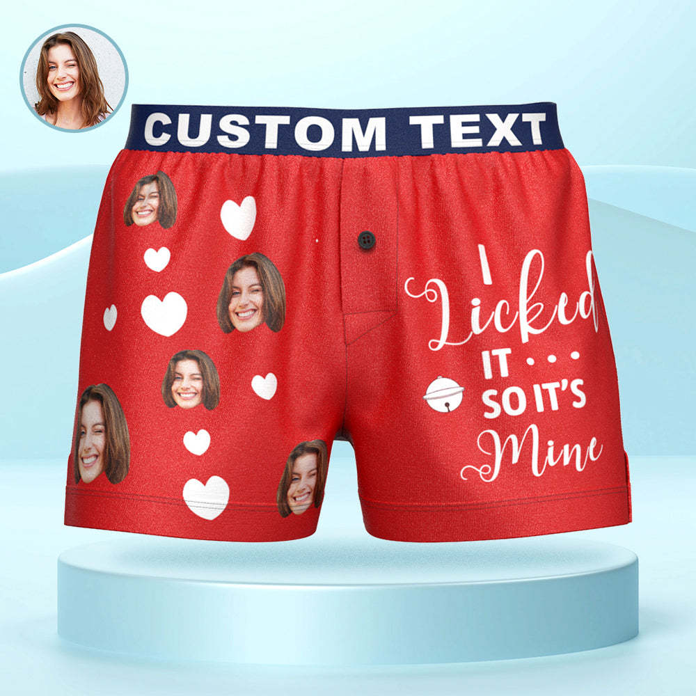Custom Face Boxer Shorts I LICKED IT Personalized Waistband Casual Underwear for Him - SantaSocks