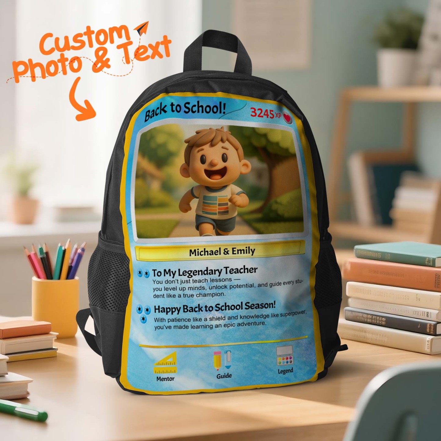 Back To School Cartoon Gifts Custom Photo Backpack For Kids Picture Backpack Customized Backpack