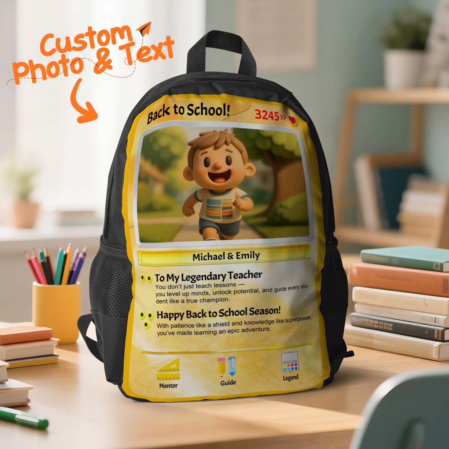 Back To School Cartoon Gifts Custom Photo Backpack For Kids Picture Backpack Customized Backpack
