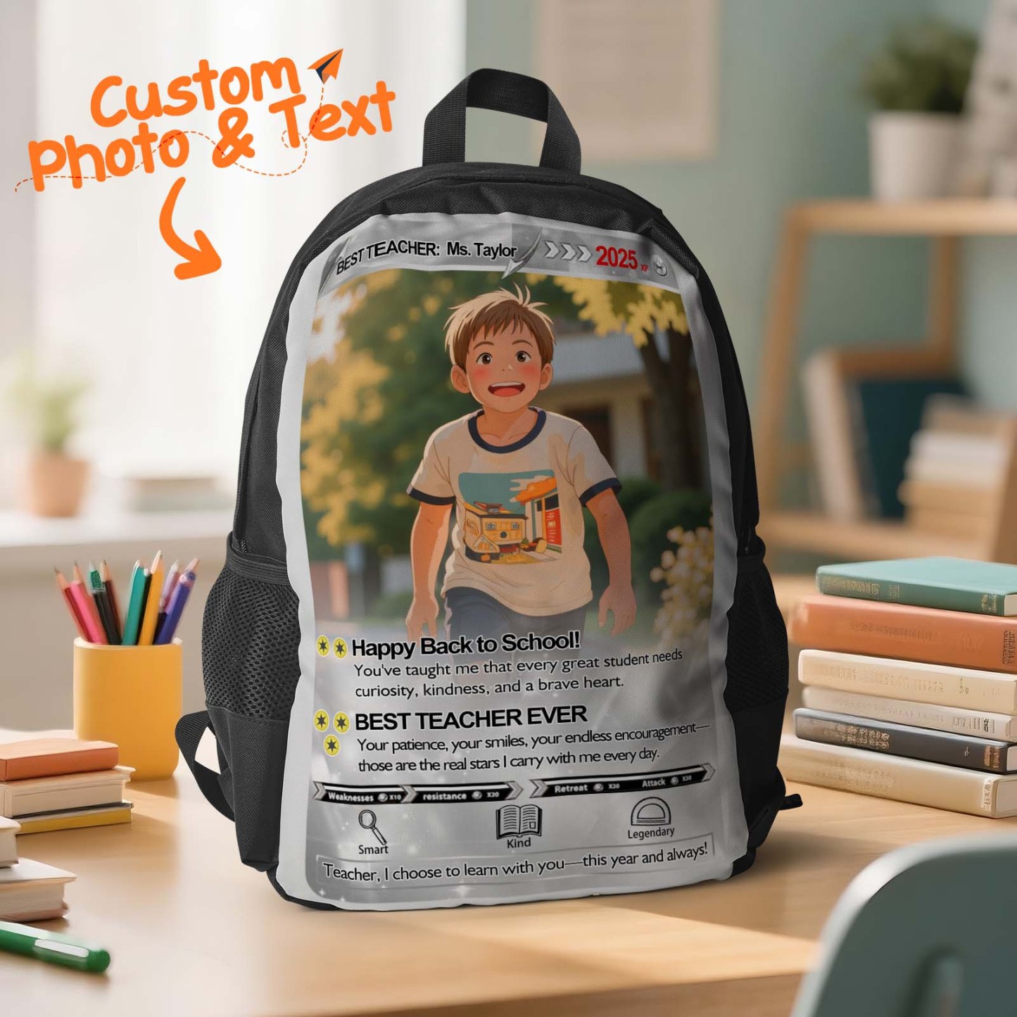 Back To School Cartoon Gifts Custom Photo Backpack For Kids Picture Backpack Customized Backpack