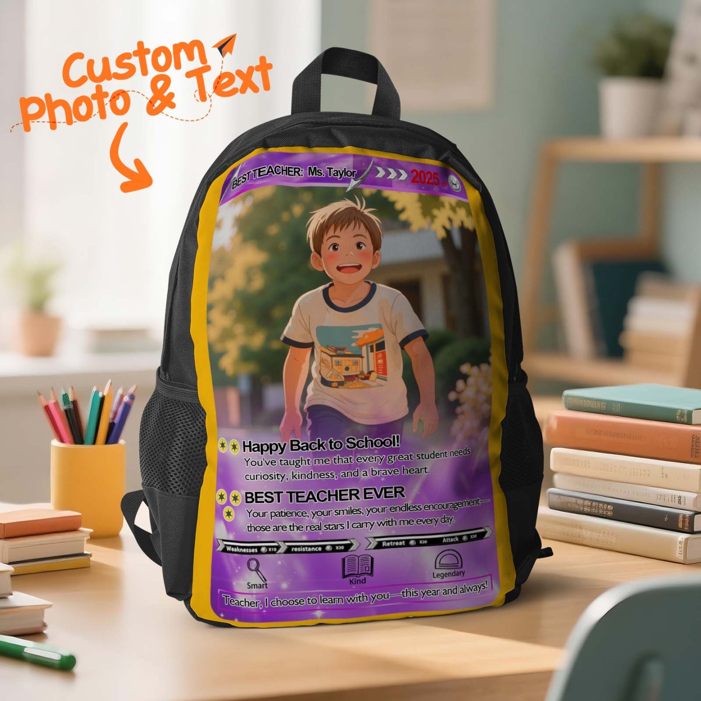 Back To School Cartoon Gifts Custom Photo Backpack For Kids Picture Backpack Customized Backpack