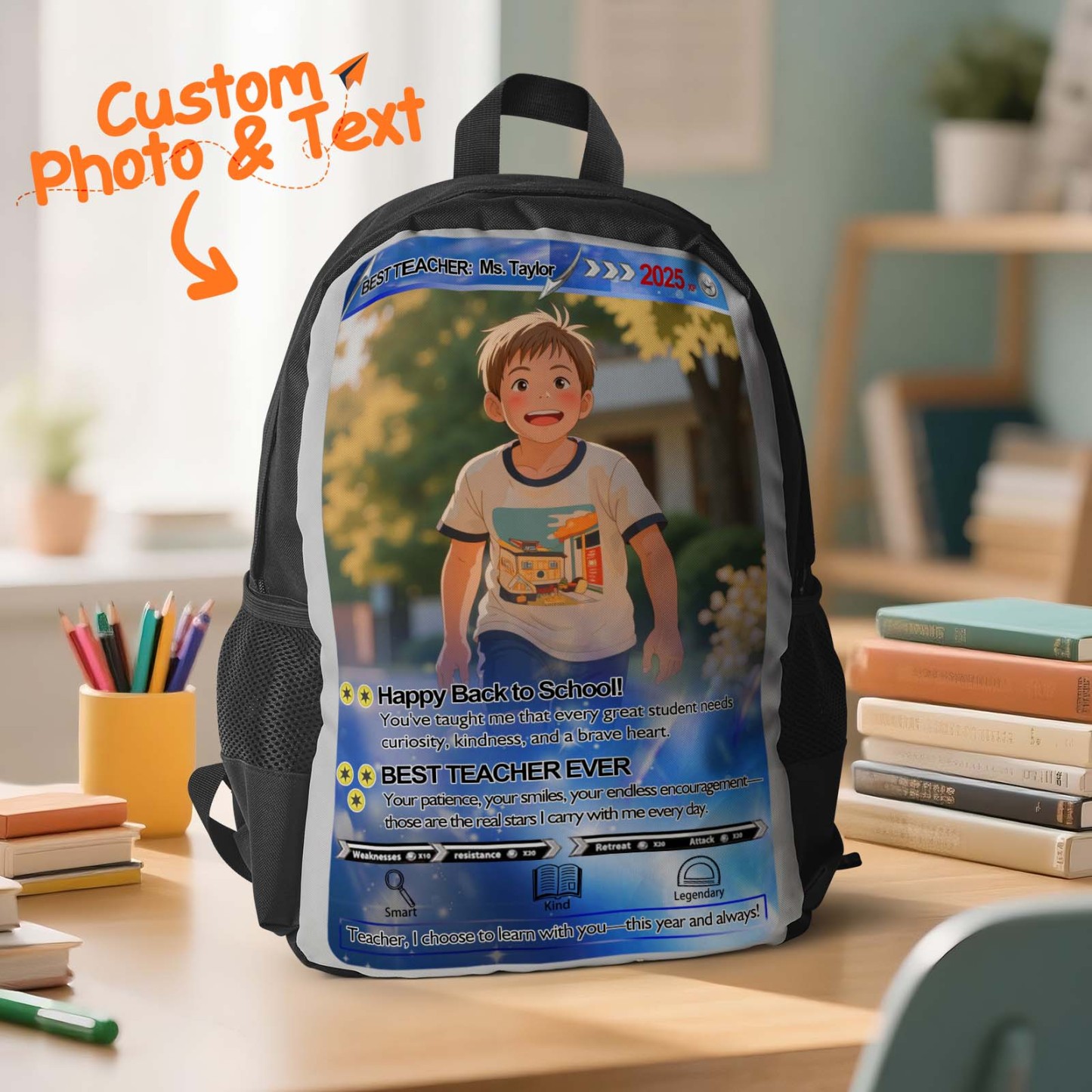 Back To School Cartoon Gifts Custom Photo Backpack For Kids Picture Backpack Customized Backpack
