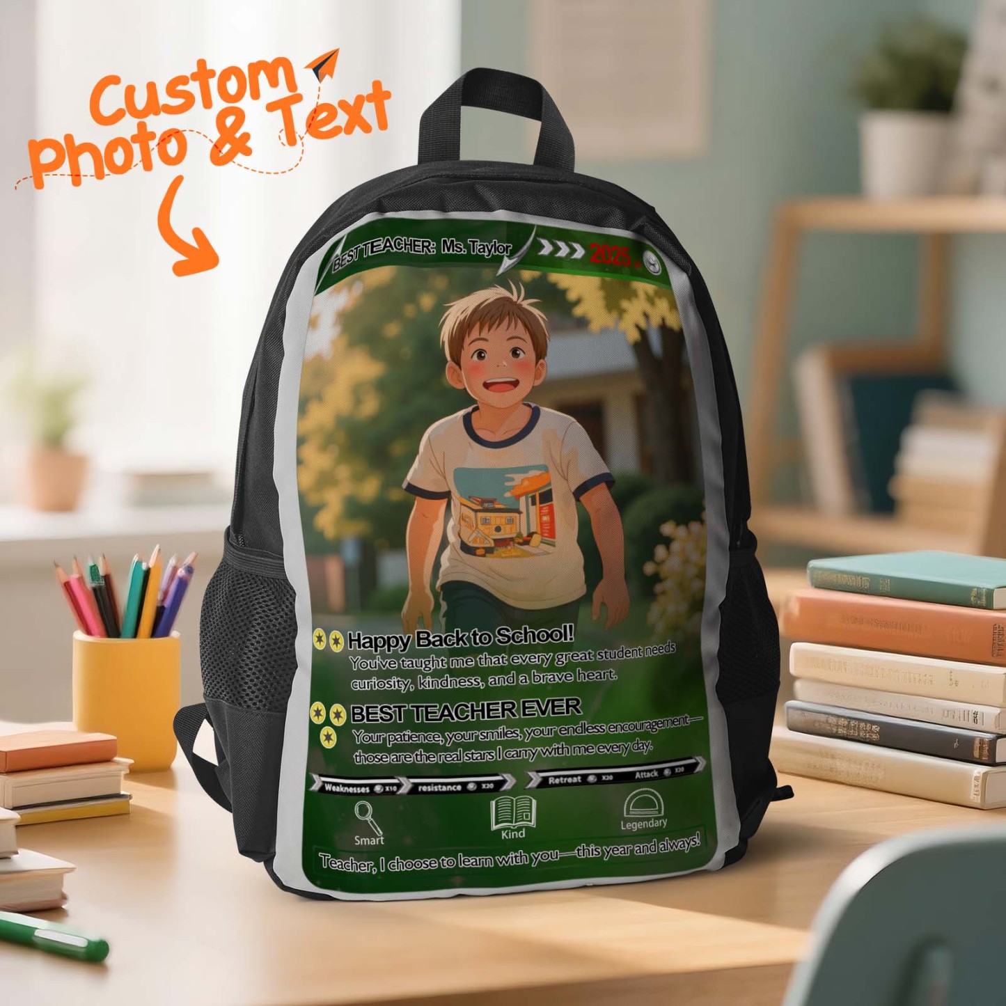 Back To School Cartoon Gifts Custom Photo Backpack For Kids Picture Backpack Customized Backpack