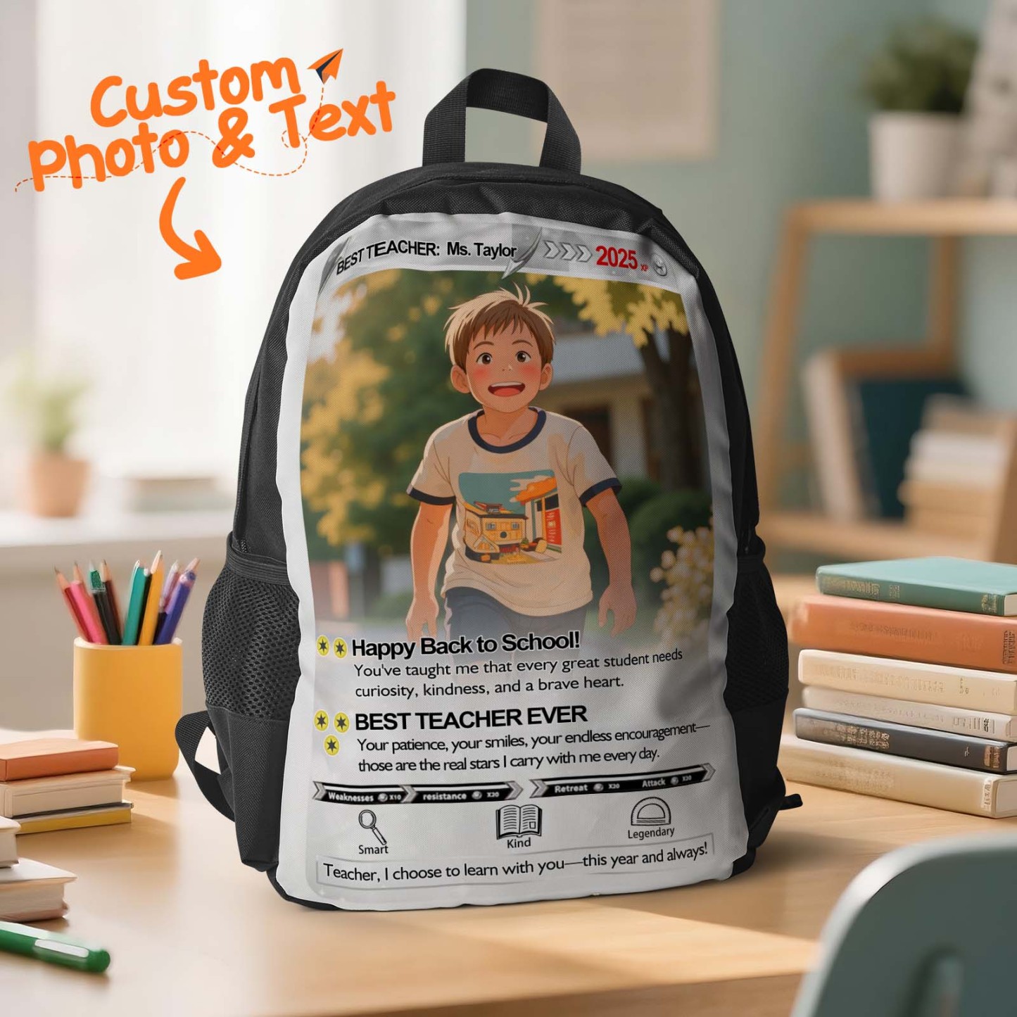 Back To School Cartoon Gifts Custom Photo Backpack For Kids Picture Backpack Customized Backpack
