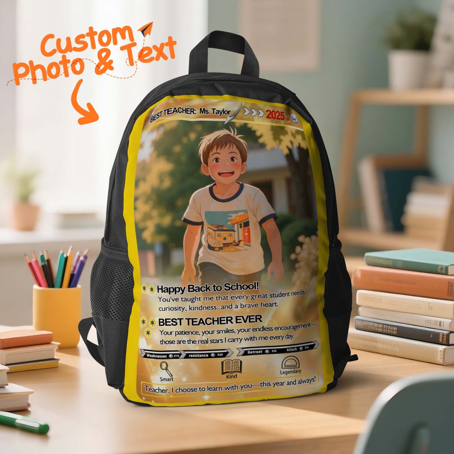 Back To School Cartoon Gifts Custom Photo Backpack For Kids Picture Backpack Customized Backpack