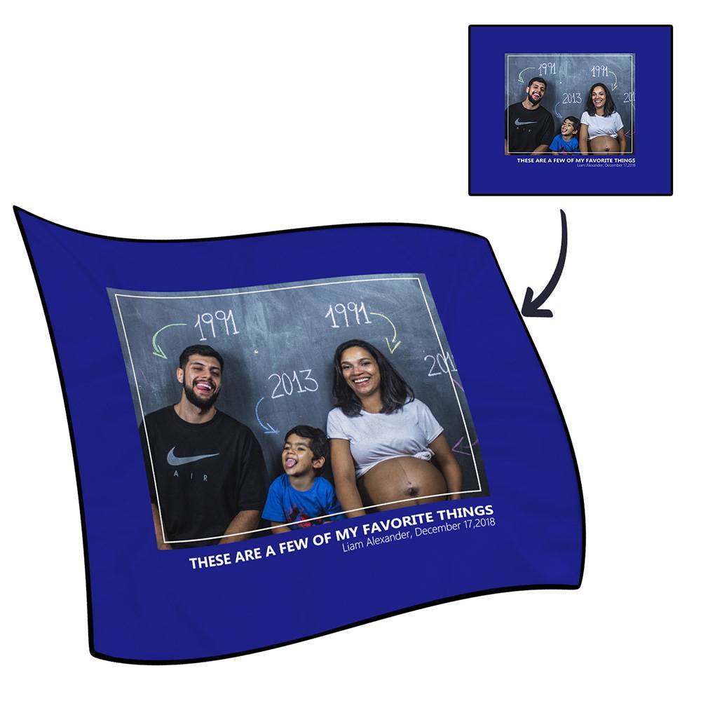 Photo Fleece Blanket with Text - Love Family