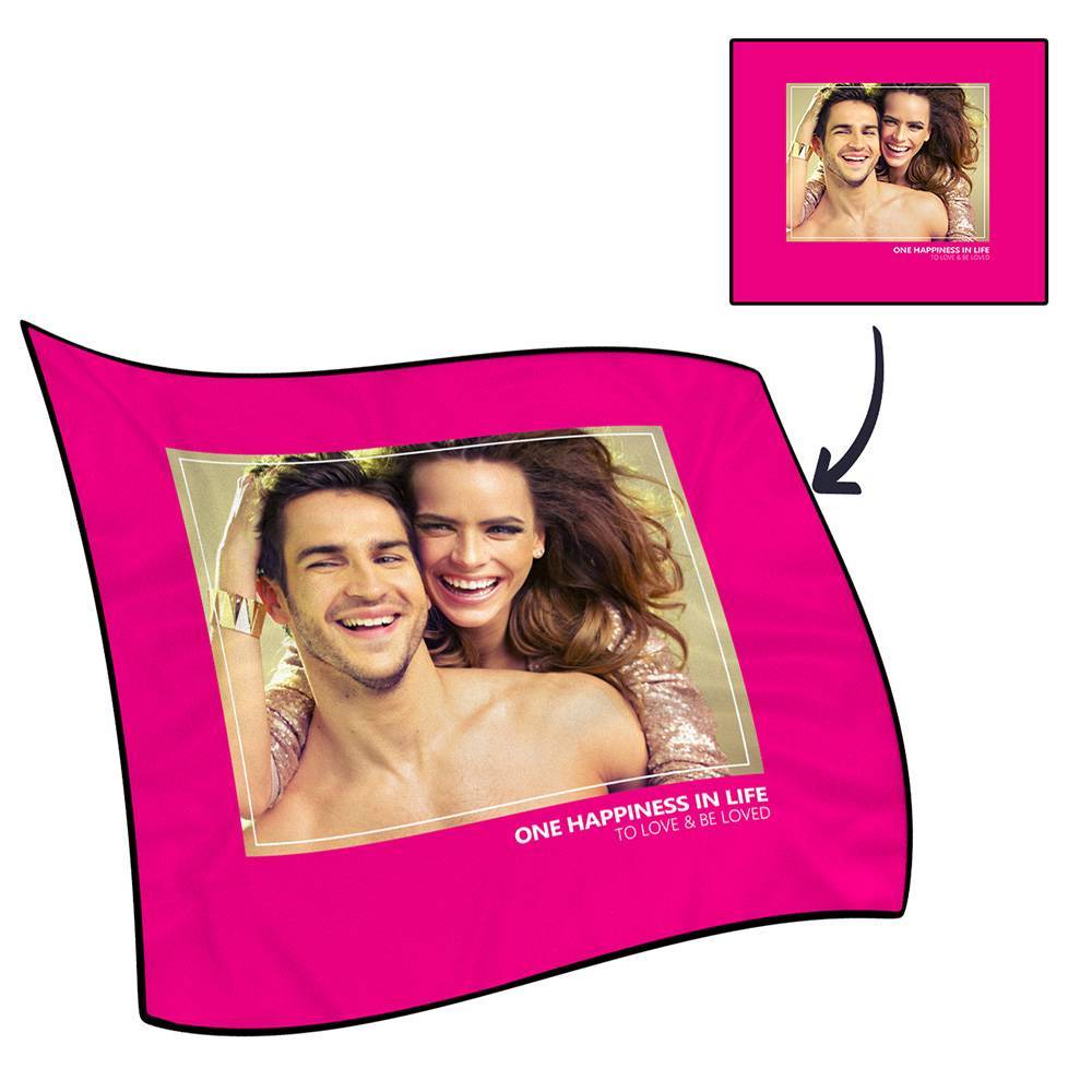 Photo Fleece Blanket with Text - Love Family