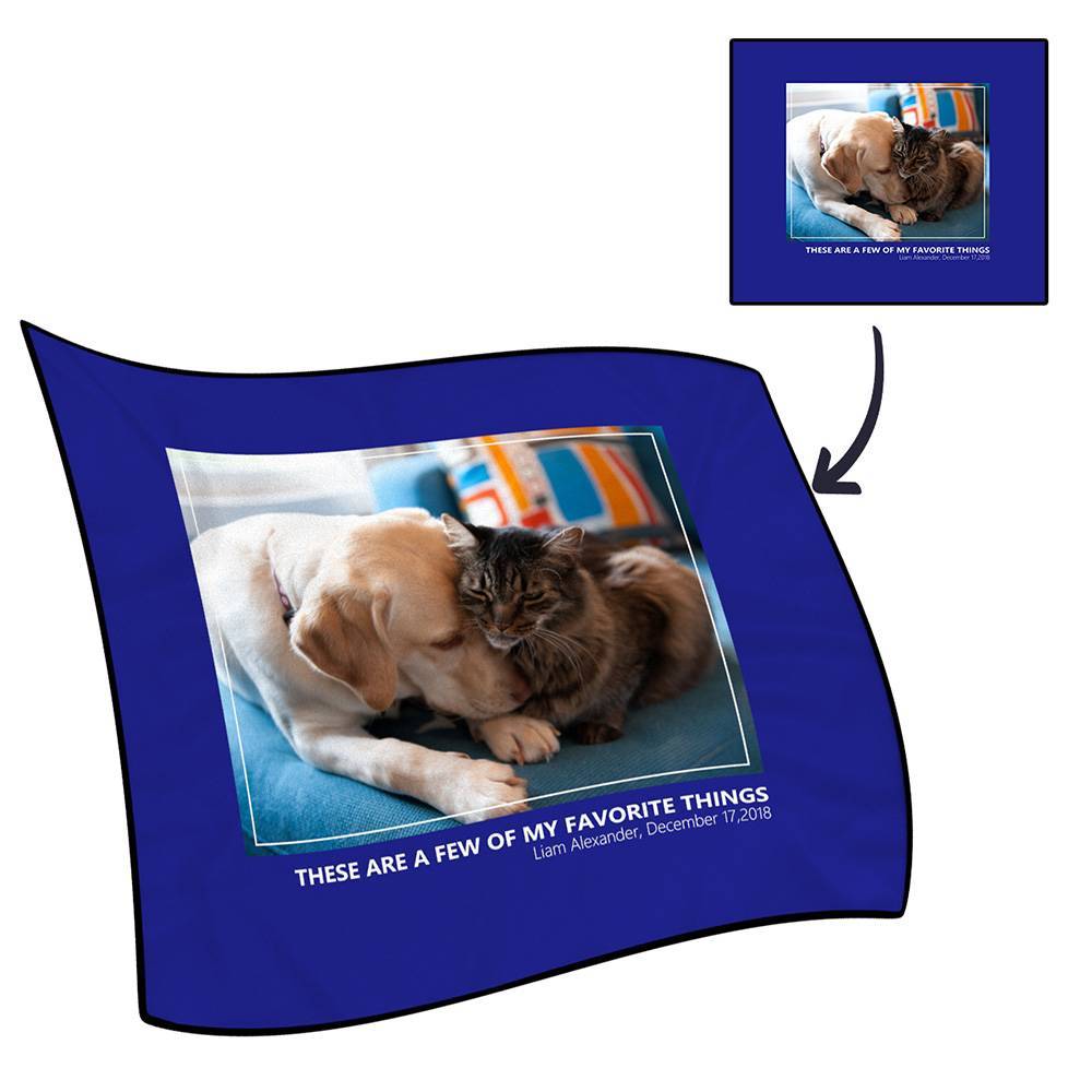 Photo Fleece Blanket with Text - Love Family