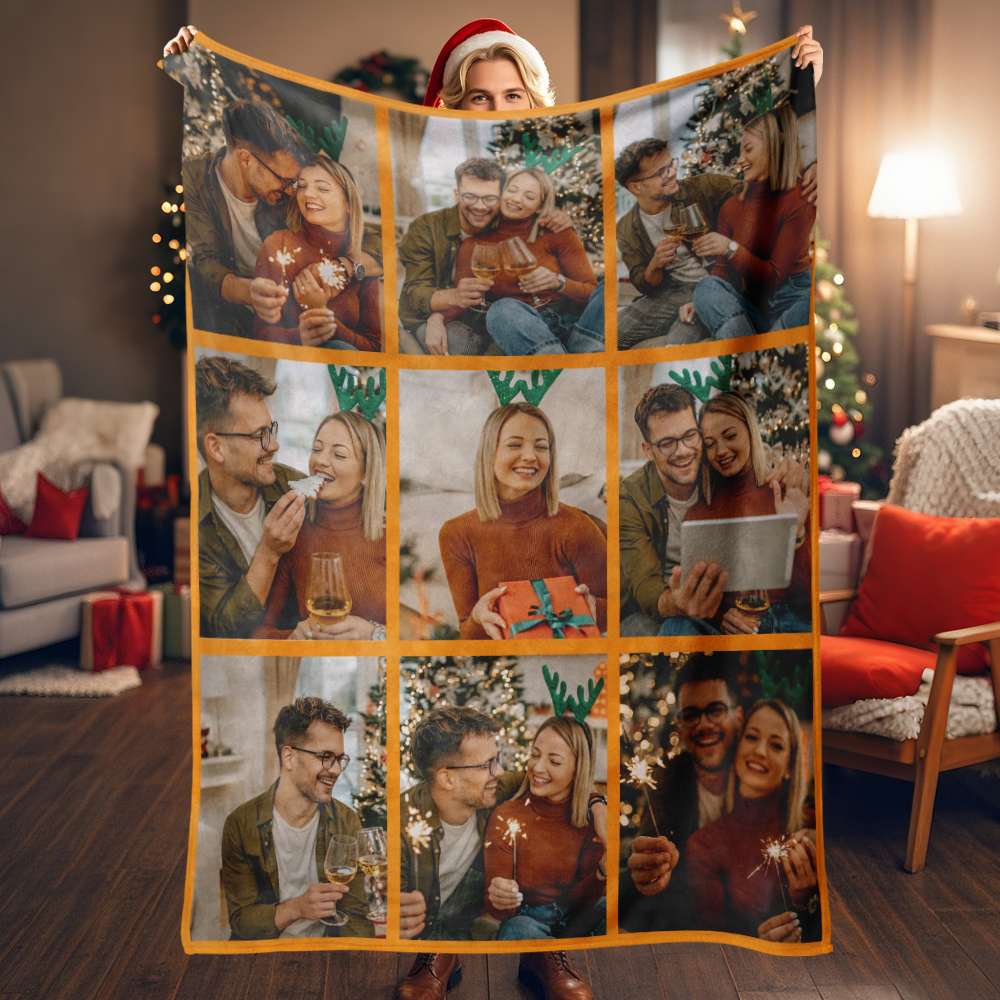 Custom Photo Blanket Personalized Collage Photo Blanket Photo Album Blanket Gifts for Lover