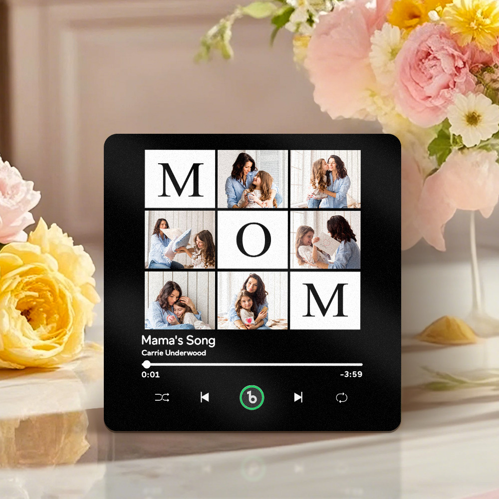 Custom Music Fridge Magnet Mother's Day Gifts Personalized Photo Upgraded Music Album Fridge Magnet Music Wall Photo Sticker Music Movement That Can Be Played Gift Idea