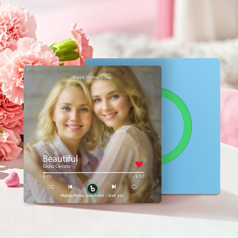 Personalized Mother's Day Music Fridge Magnet Oil Painting Effect Custom Photo Frame Gift for Mom - SantaSocks