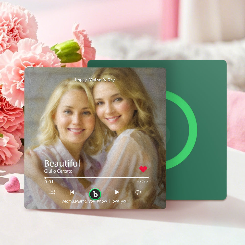 Personalized Mother's Day Music Fridge Magnet Oil Painting Effect Custom Photo Frame Gift for Mom - SantaSocks