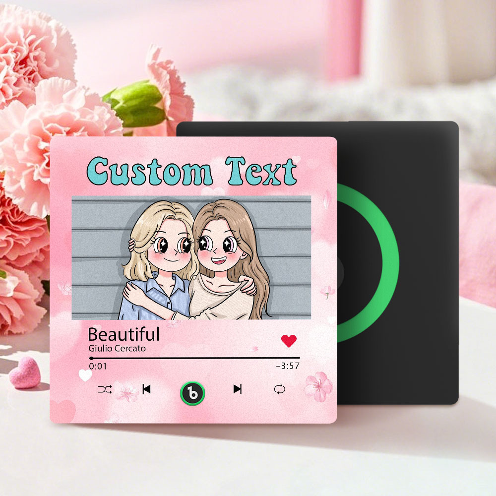Custom Mother's Day Music Fridge Magnet Cartoon Face Personalized Photo Frame Gift for Mom - SantaSocks