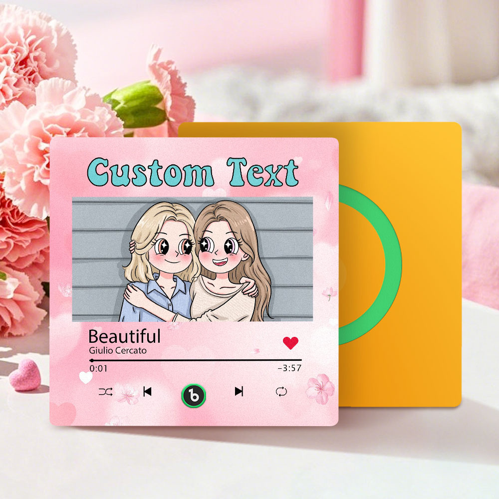 Custom Mother's Day Music Fridge Magnet Cartoon Face Personalized Photo Frame Gift for Mom - SantaSocks