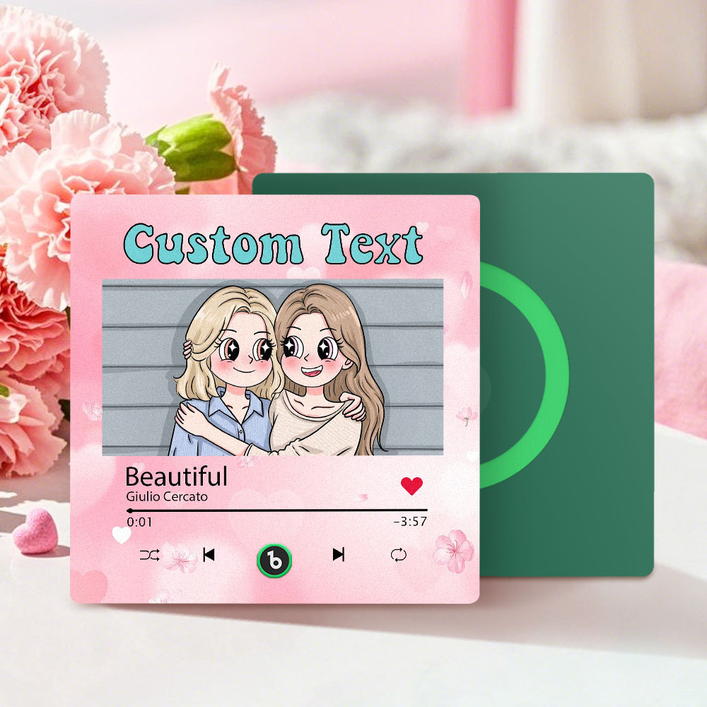 Custom Mother's Day Music Fridge Magnet Cartoon Face Personalized Photo Frame Gift for Mom - SantaSocks