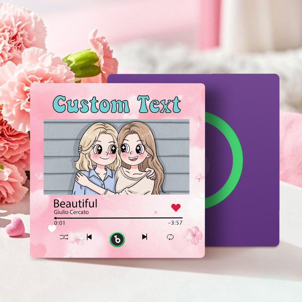 Custom Mother's Day Music Fridge Magnet Cartoon Face Personalized Photo Frame Gift for Mom - SantaSocks