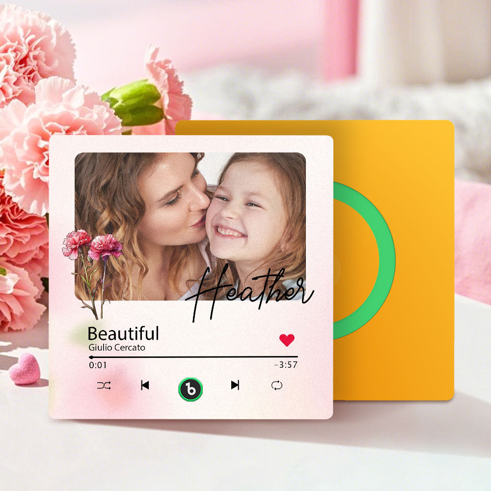 Custom Mother's Day Music Fridge Magnet Flower Face & Text  Personalized Photo Frame Gift for Mom - SantaSocks