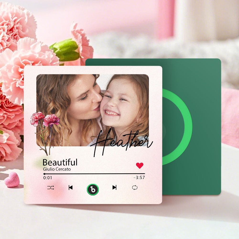 Custom Mother's Day Music Fridge Magnet Flower Face & Text  Personalized Photo Frame Gift for Mom - SantaSocks