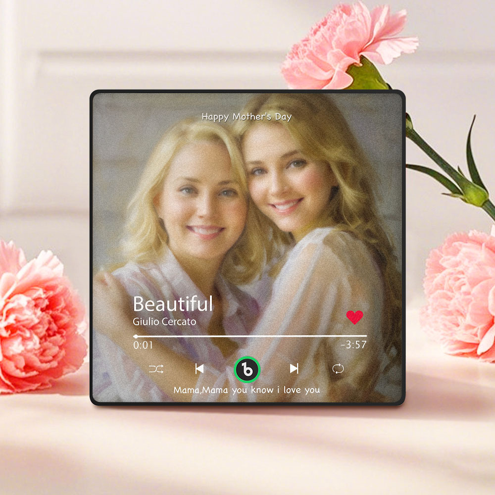 Personalized Mother's Day Music Fridge Magnet Oil Painting Effect Custom Photo Frame Gift for Mom - SantaSocks