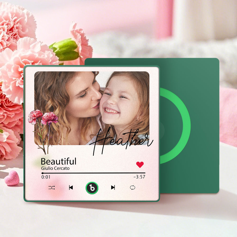 Custom Mother's Day Music Fridge Magnet Flower Face & Text  Personalized Photo Frame Gift for Mom - SantaSocks