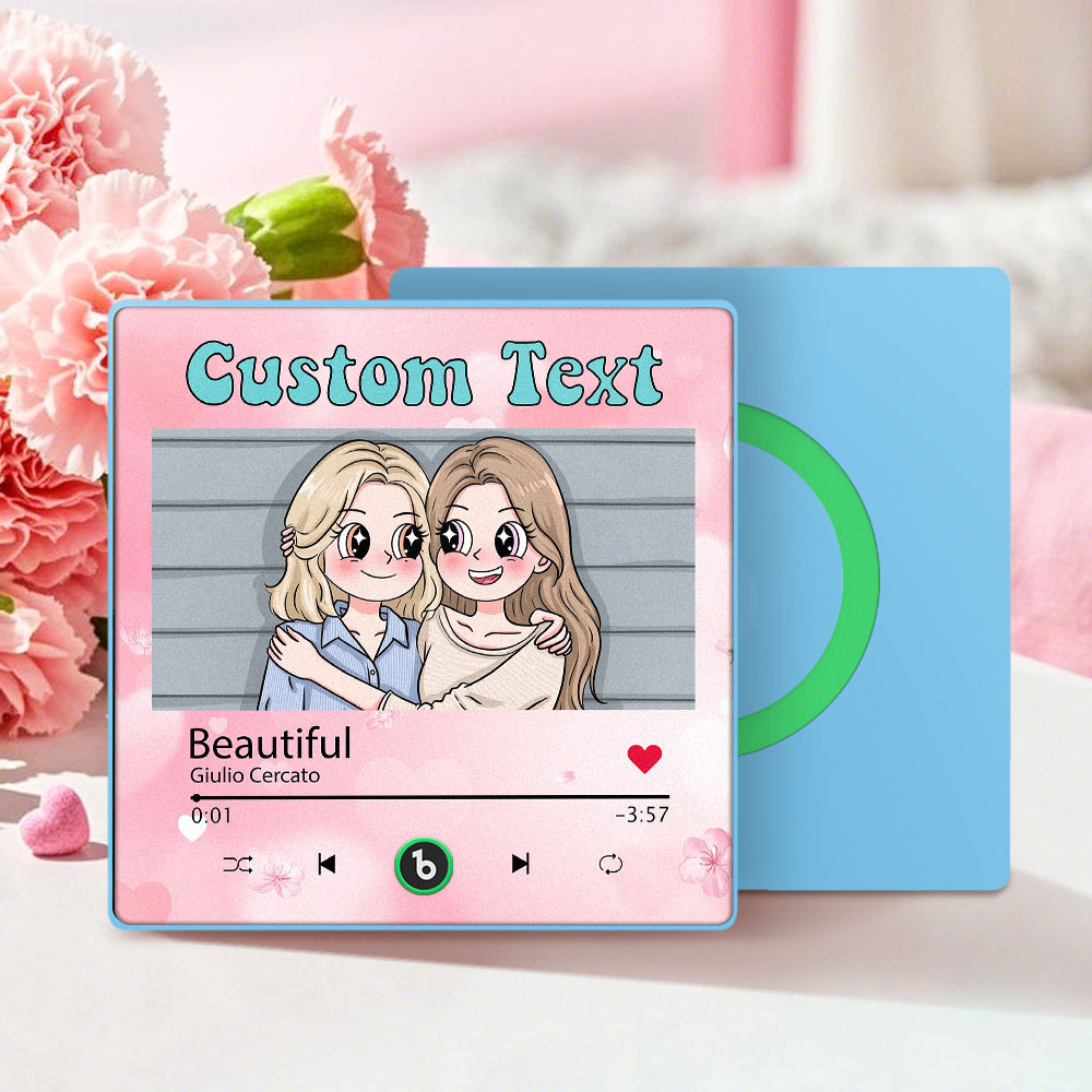 Custom Mother's Day Music Fridge Magnet Cartoon Face Personalized Photo Frame Gift for Mom - SantaSocks