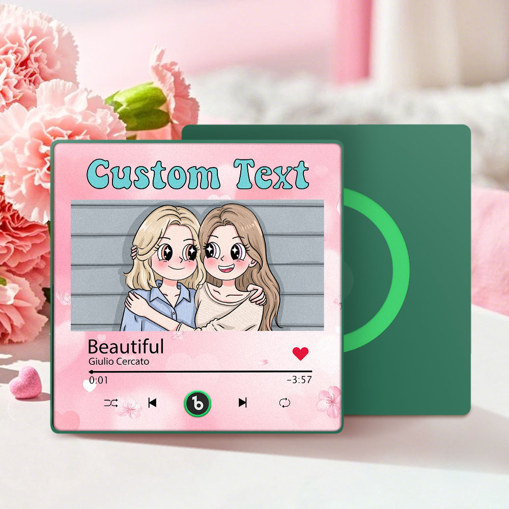 Custom Mother's Day Music Fridge Magnet Cartoon Face Personalized Photo Frame Gift for Mom - SantaSocks