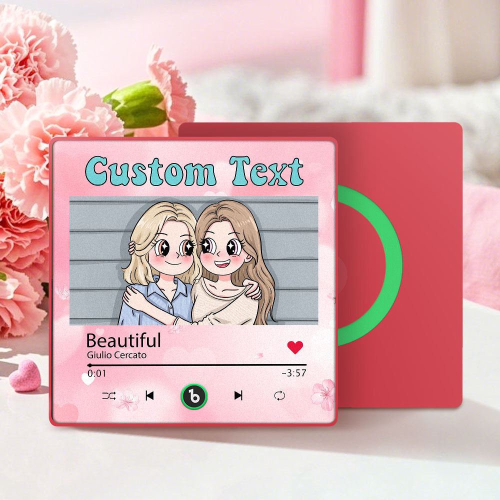Custom Mother's Day Music Fridge Magnet Cartoon Face Personalized Photo Frame Gift for Mom - SantaSocks