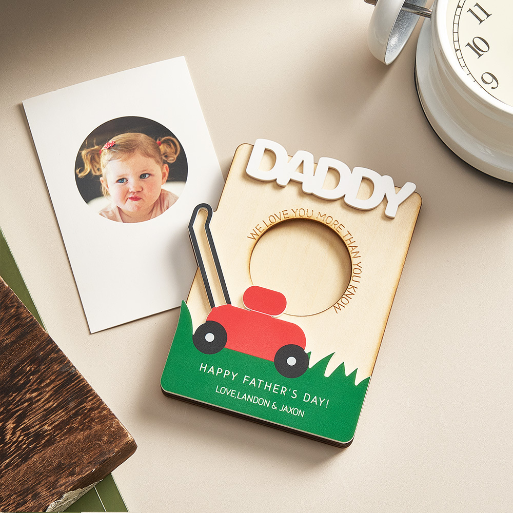 Custom Father's Day Photo Fridge Magnet Personalized Mower Photo and Text Fridge Magnet Gift for Dad Fridge Photo Frame