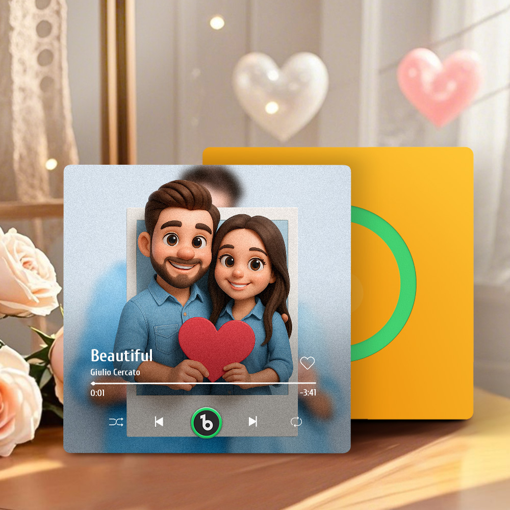 Custom Photos Music Fridge Magnet Cartoon Style Personalized Photo Frame Gift for Couples - SantaSocks