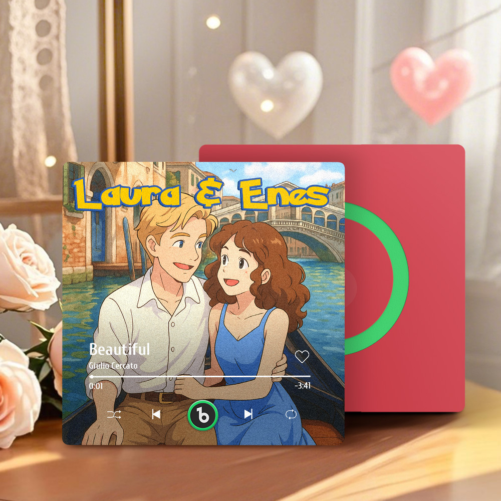 Custom Photo and Names Music Fridge Magnet Cartoon Style Personalized Photo Frame Gift for Couples - SantaSocks