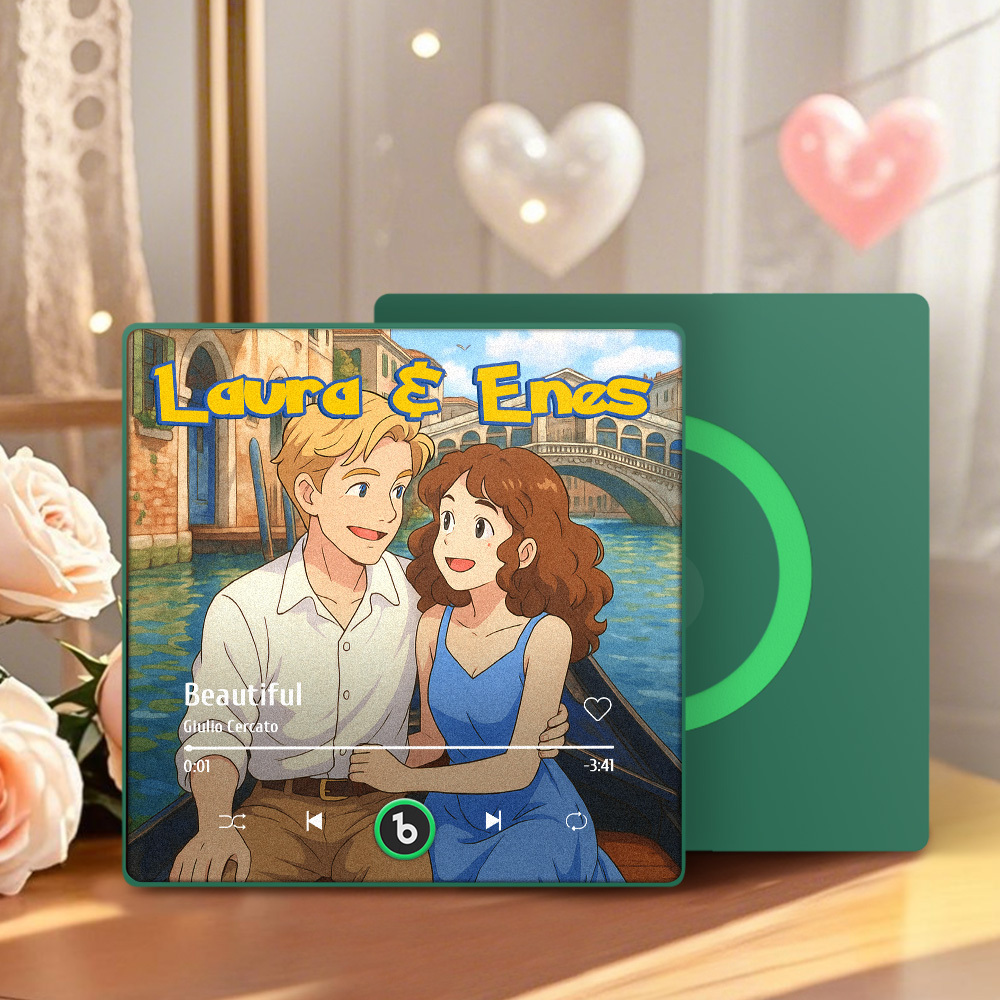 Custom Photo and Names Music Fridge Magnet Cartoon Style Personalized Photo Frame Gift for Couples - SantaSocks