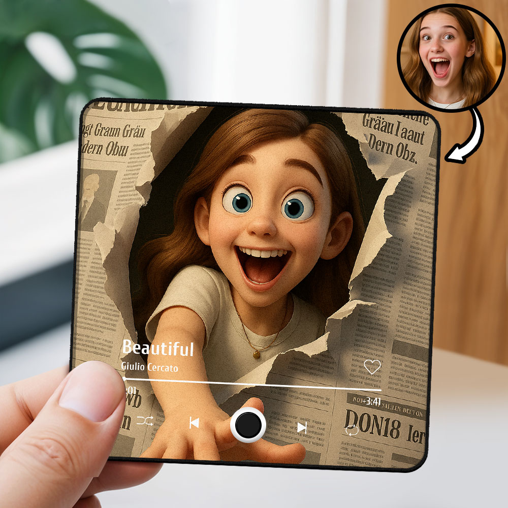 Custom Cartoon Portrait Figurine  Real Person to Comic Style Fridge Magnet Music Can Be Played Without Cell Phone Music Cartoon Poster Fridge Magnet 