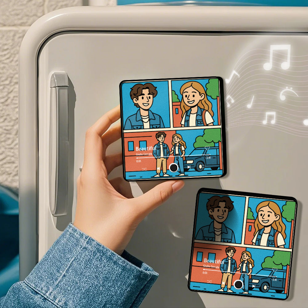 Custom Cartoon Photo Style Fridge Magnet Music Can Be Played Without Cell Phone Music Cartoon Poster Fridge Magnet 