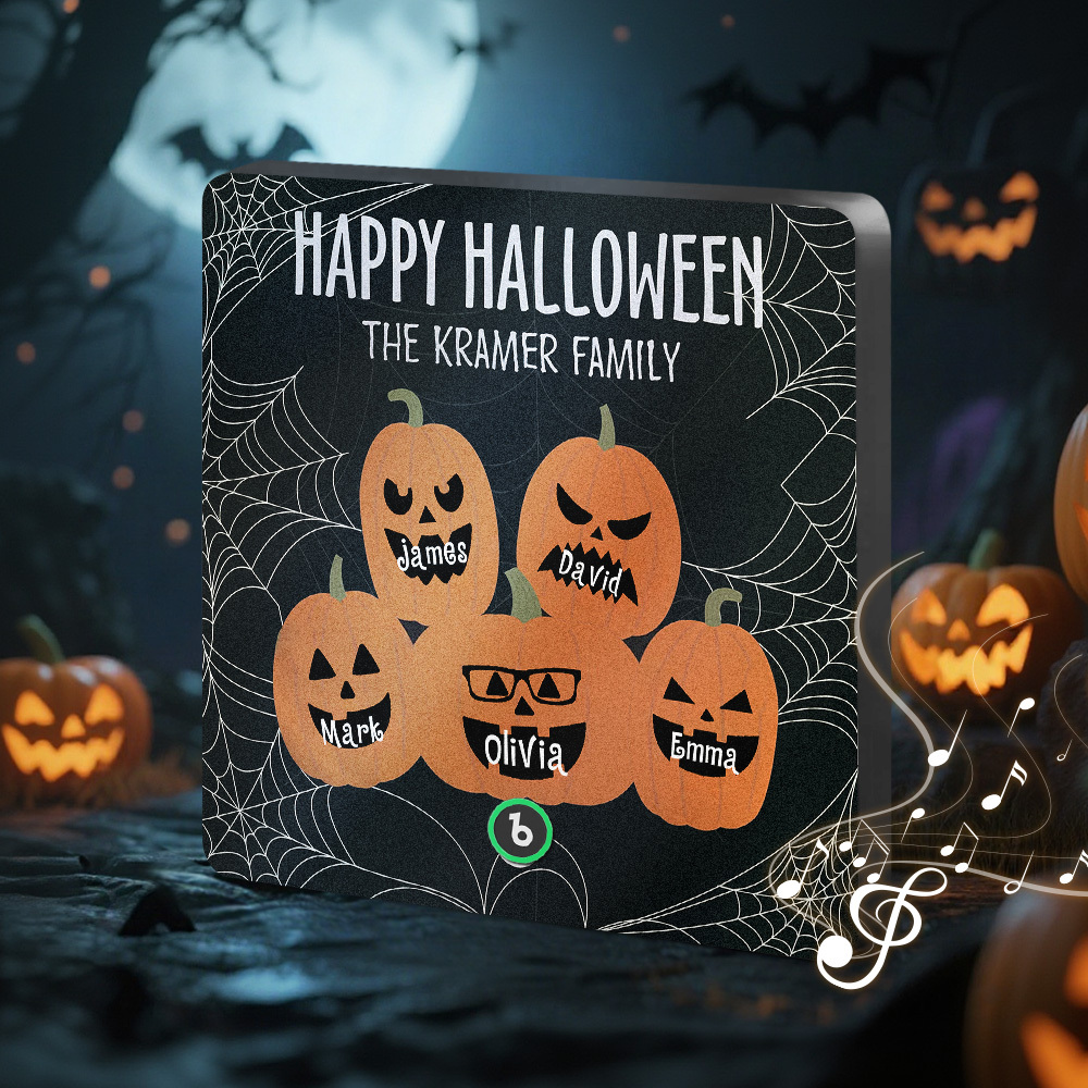 Custom Pumpkin Face and Name Music Fridge Magnet Personalized Halloween Pumpkin Family Fridge Magnet Halloween Gift - SantaSocks