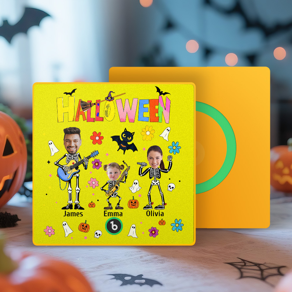 Halloween Fridge Magnet Custom Photos and Names Music Fridge Magnet Personalized Your Own Face Name Fridge Magnet Family Gift - SantaSocks