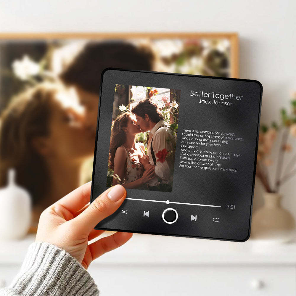 Customized Album Fridge Magnet Pro Wall Photo Sticker Can Play Songs and Adjust Volume Text Couple Gift