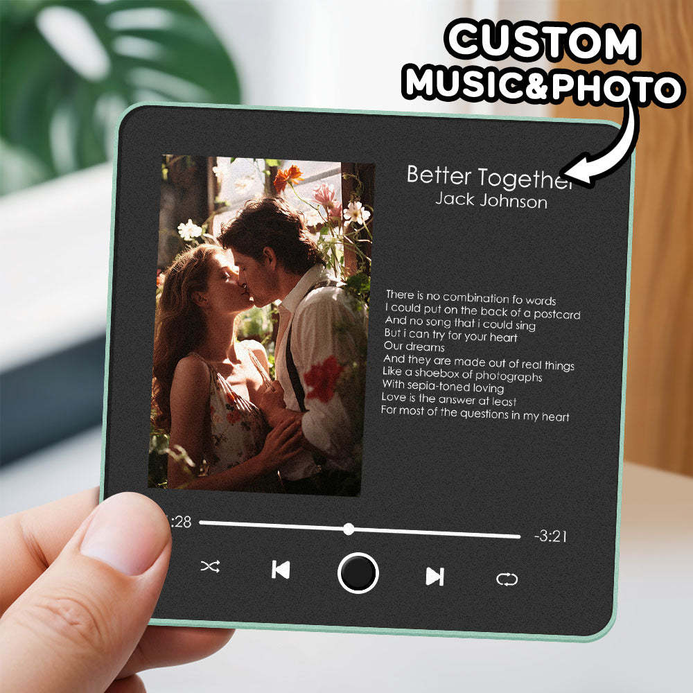Customized Album Fridge Magnet Pro Wall Photo Sticker Can Play Songs and Adjust Volume Text Couple Gift