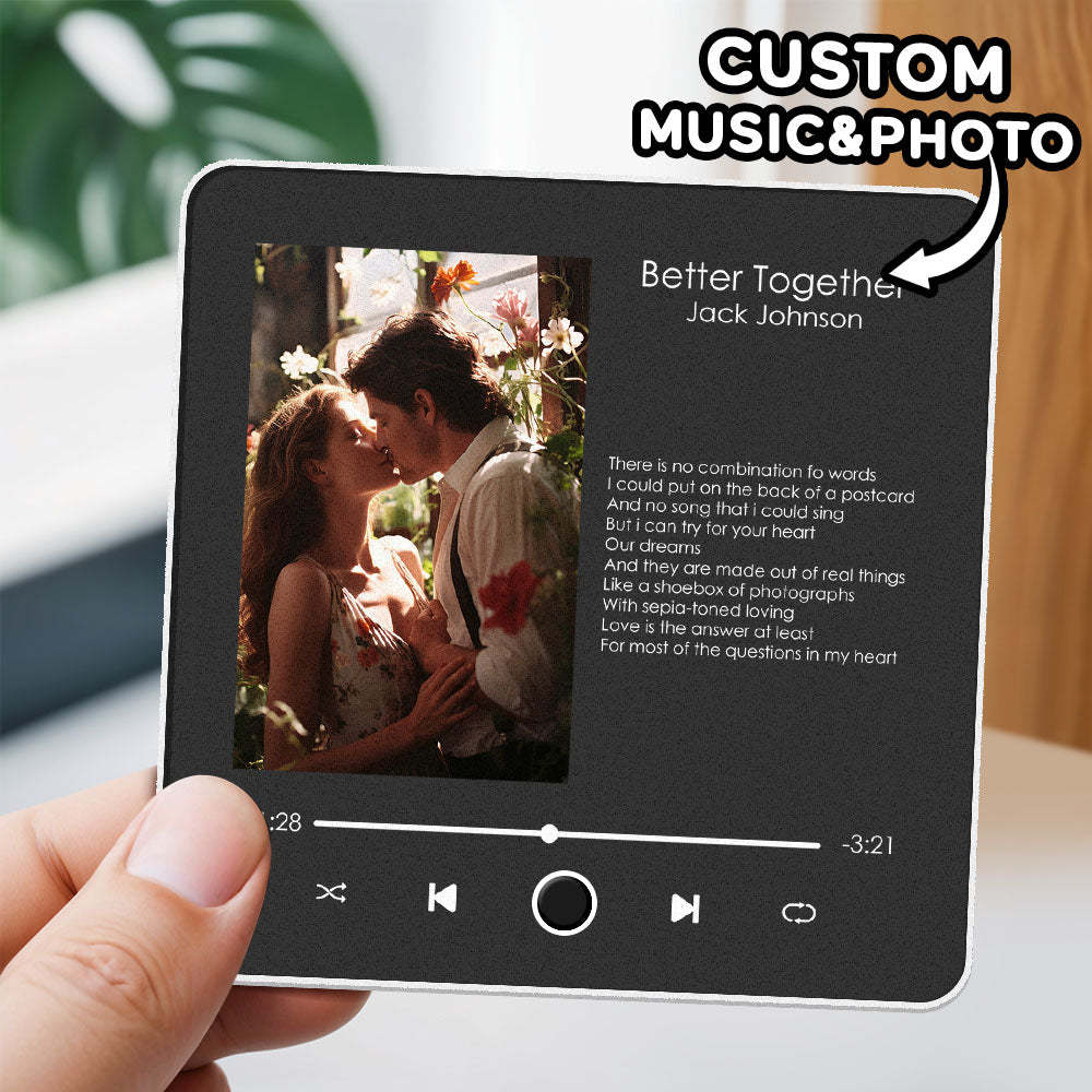 Customized Album Fridge Magnet Pro Wall Photo Sticker Can Play Songs and Adjust Volume Text Couple Gift