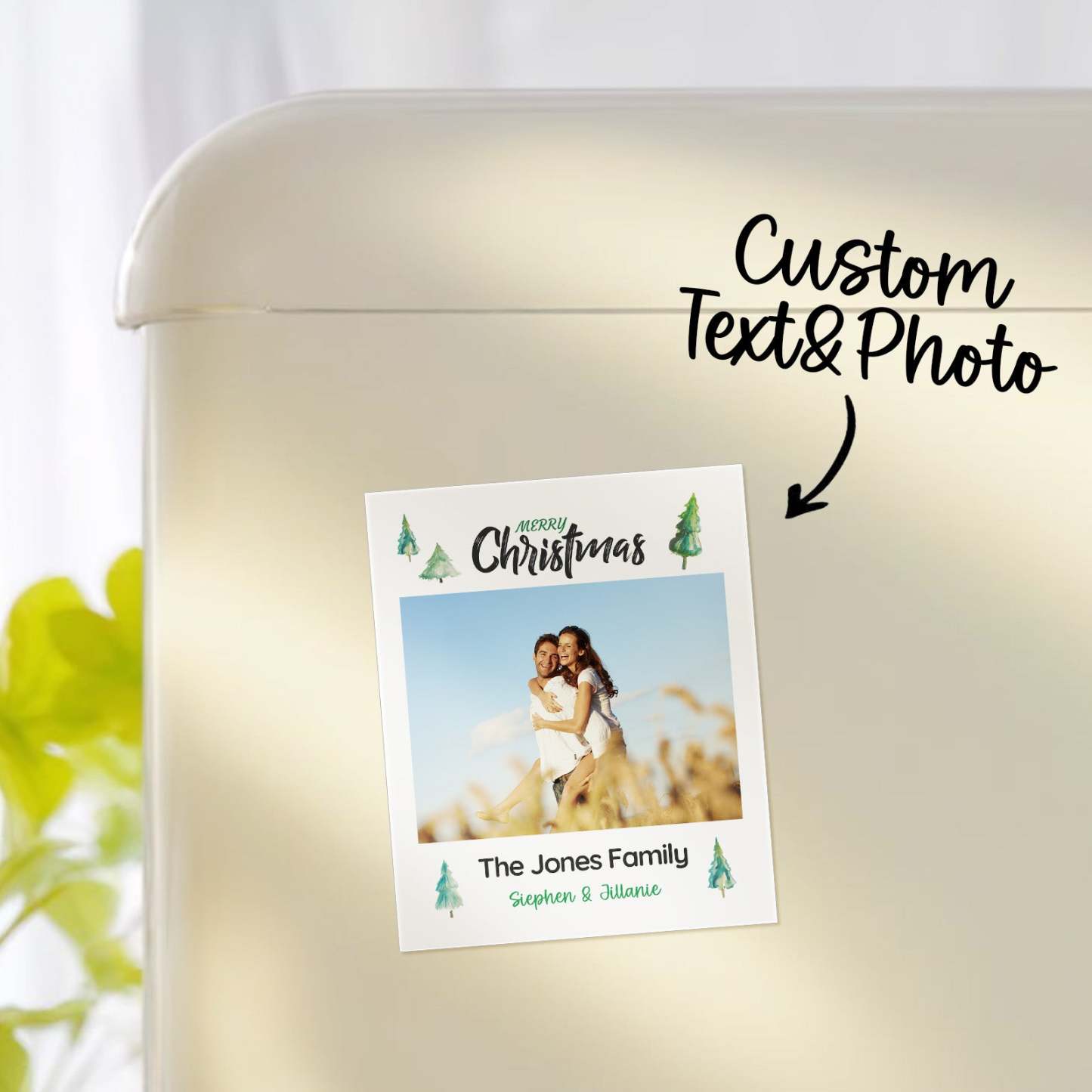 Custom Photo Fridge Magnet Christmas Wall Photo Sticker with Your Text Gift for Couple - SantaSocks