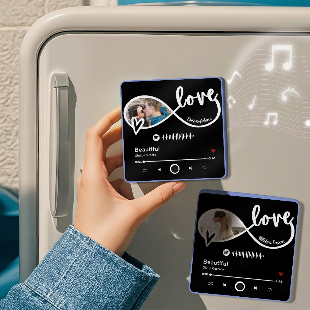 Custom Photo Album Music Fridge Magnet Love You Gift for Lover Custom Music Fridge Magnet Pro