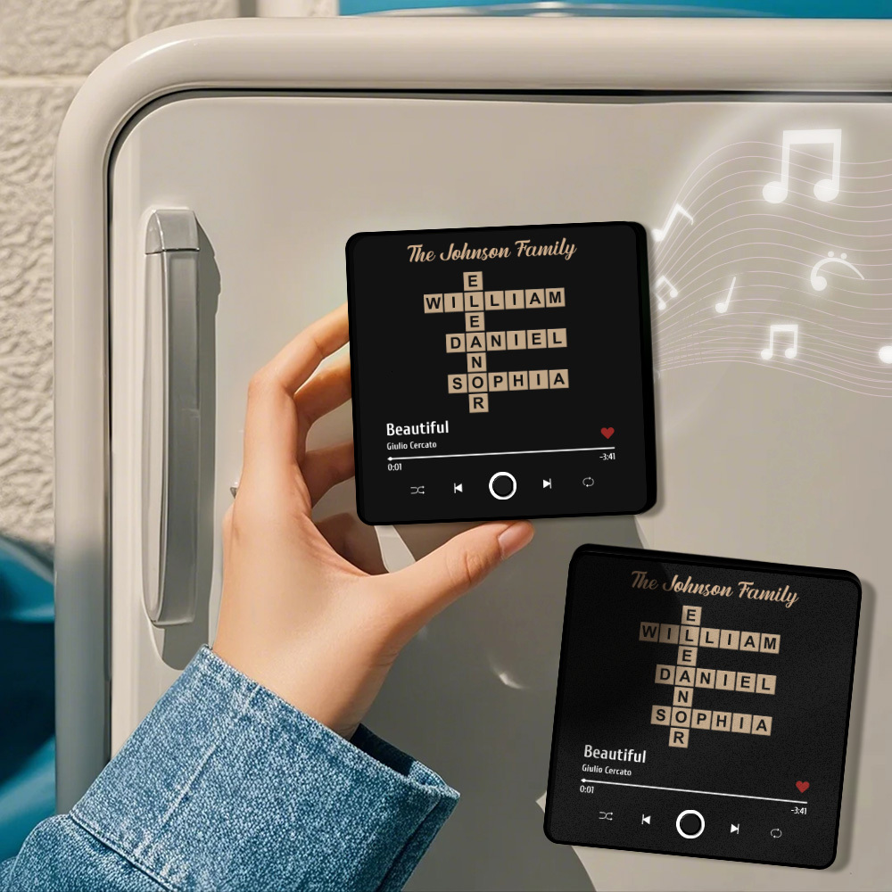 Custom Photo Album Music Fridge Magnet Family Name Word Puzzle Game Custom Music Fridge Magnet Pro