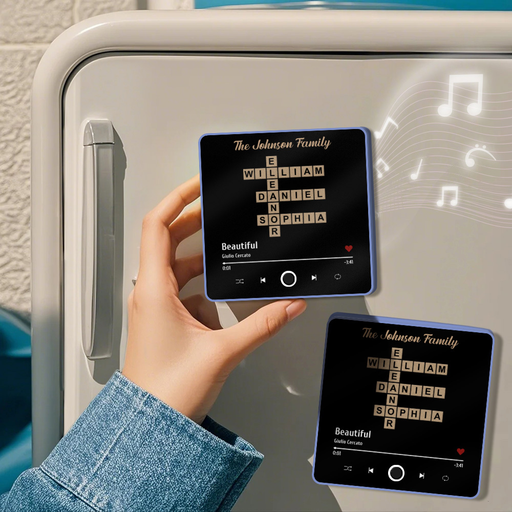 Custom Photo Album Music Fridge Magnet Family Name Word Puzzle Game Custom Music Fridge Magnet Pro