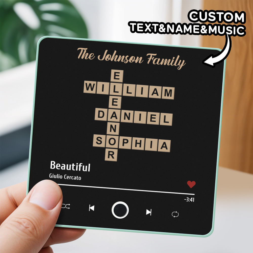 Custom Photo Album Music Fridge Magnet Family Name Word Puzzle Game Custom Music Fridge Magnet Pro