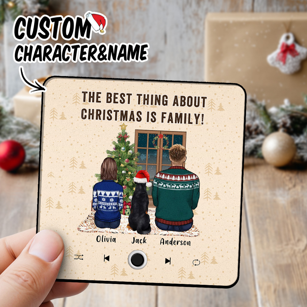 Personalized Music Fridge Magnet Custom Portrait Merry Christmas Custom Music Magnets Can Play Songs The Best Thing About Christmas Is Family